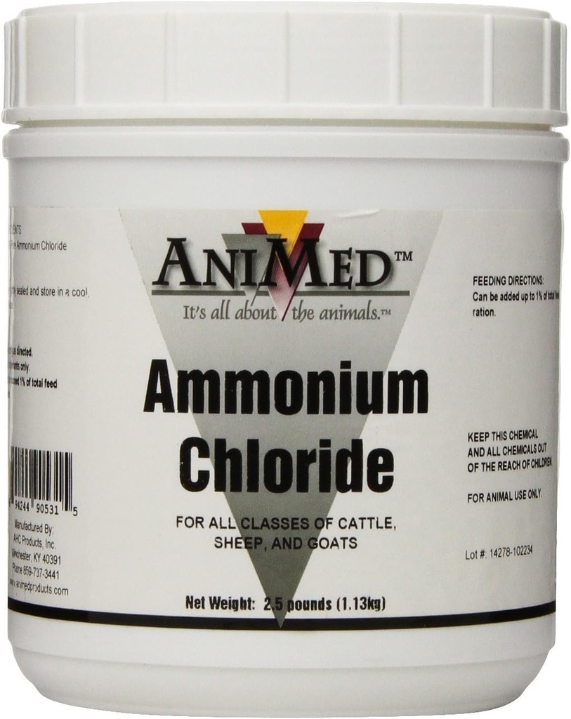 AniMed Powder 99,9-Prozent Ammonium Chloride für Pferde Hunde Katzen Kühe Schaf und Ziegen, 2,5-Pound...