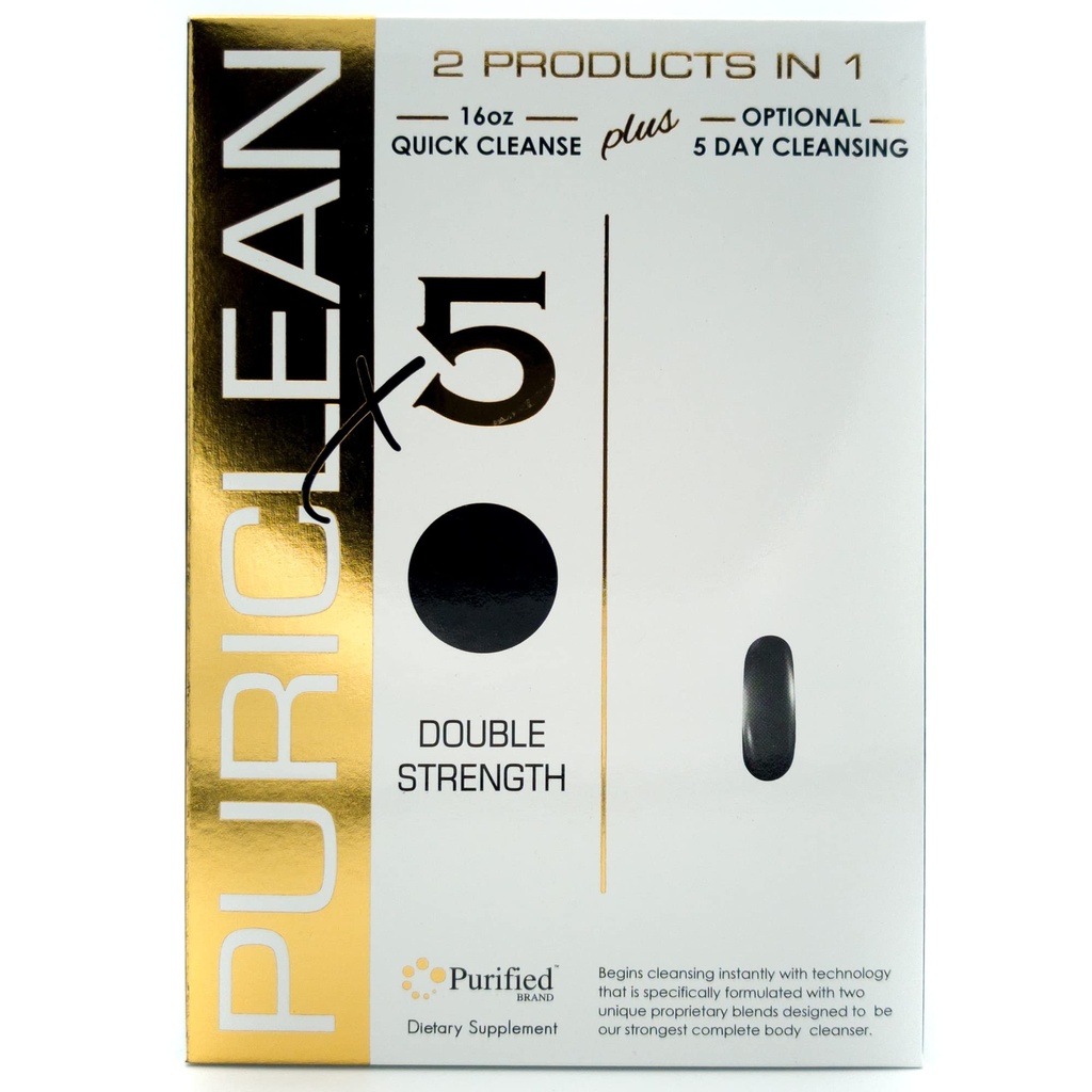 Purilean X5 Complete Body Cleanser 2 en 1 Détox - Support de nettoyage double résistance - Détoxification 5 jours pour éliminer les toxines - 20 capsules + 1 softgel rapide (2 pack)