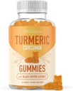 Kurkumagummis für Erwachsene (60 Count, 30-Day Supply) - Kurkuma-Ergänzungsgummis w/Black Pepper für Joint Support* - Ginger Flavored, Non-GMO, Vegan, Gluten-Free Joint Supplement