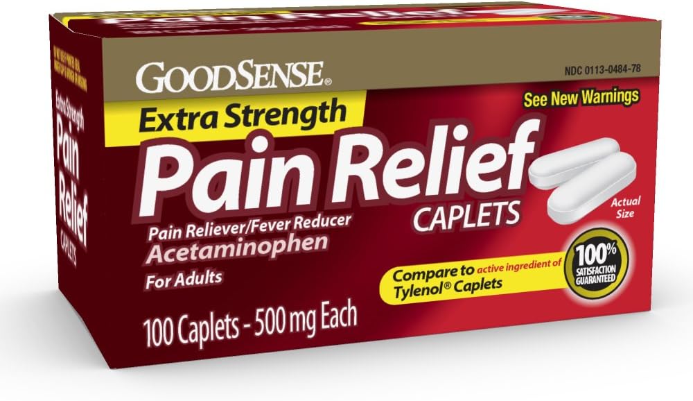 GoodSense Extra Strength Pain Relief - Acetaminophen Caplets 500 mg - Kopfschmerzen, Muskel Ache, Arthritis Relief, 100 Count