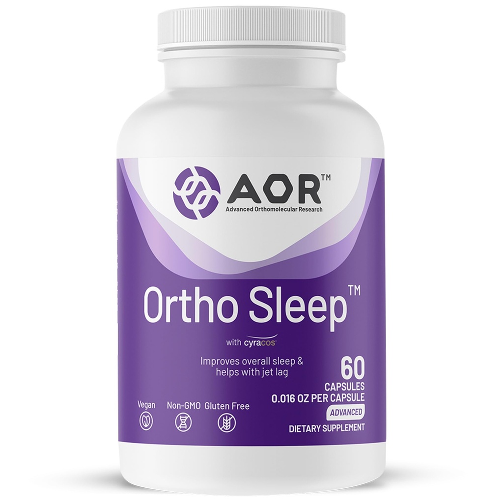 AOR, Ortho Sommeil, Améliore le sommeil et aide avec Jet lag, complément naturel avec GABA, Melatonine, L-Theanine, Vegan, 30 portions (60 capsules)