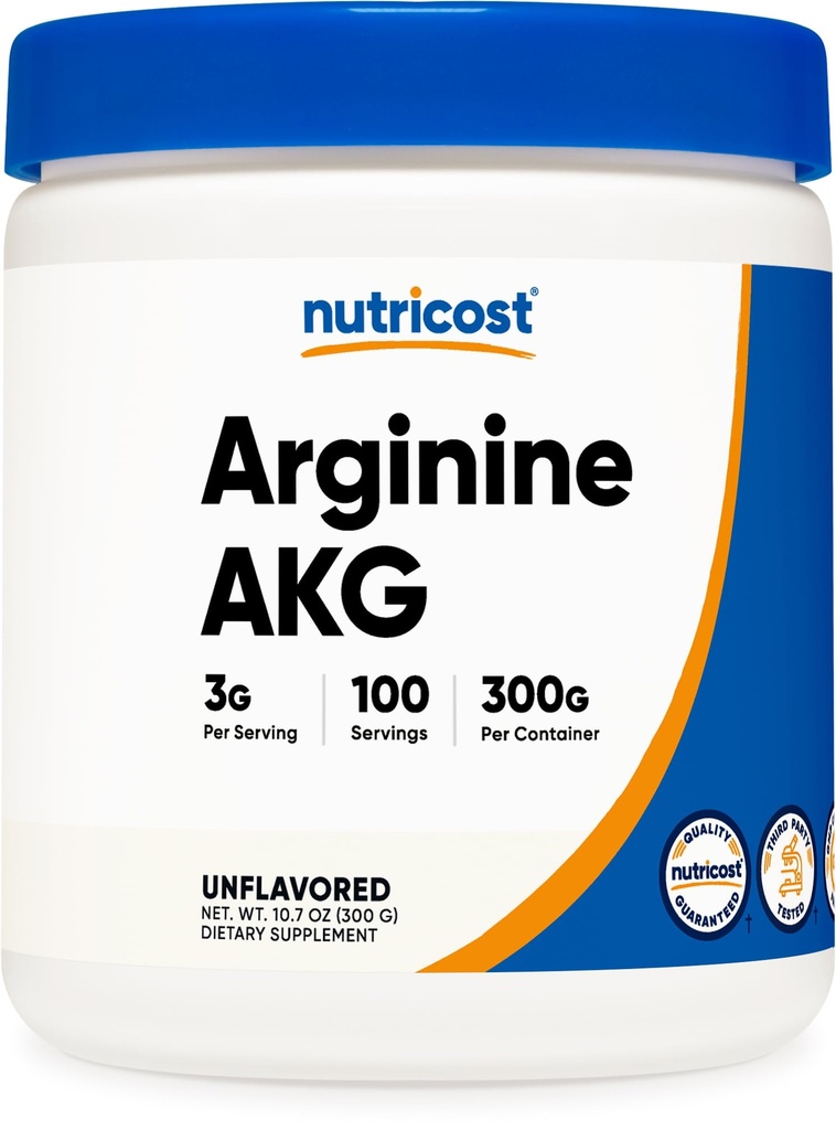 Nutricost Arginin AKG Pulver 300 Gramm (AAKG) - 3G pro Servieren & 100 Servieren - Pure Arginine Alpha Ketoglutarat