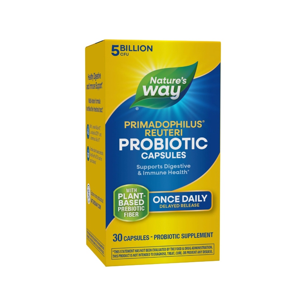 Nature's Way Primadophilus Reuteri Probiotic, unterstützt Verdauungs- und Immungesundheit*, 5 Milliarden Live-Kulturen, 30 Kapseln (Packaging May Vary)