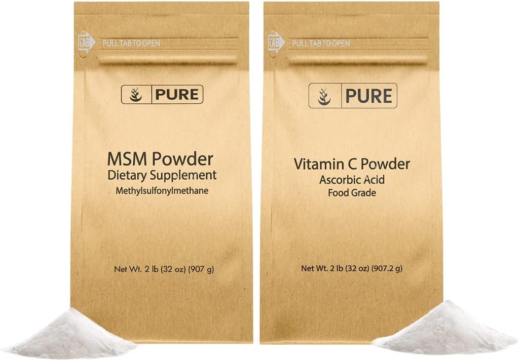 PURE ORIGINAL INGREDIENTS Vitamin C Pulver & Methylsulfonylmethan MSM Pulver Bundle, (2 lb) Immer rein, Nahrungsergänzungsmittel