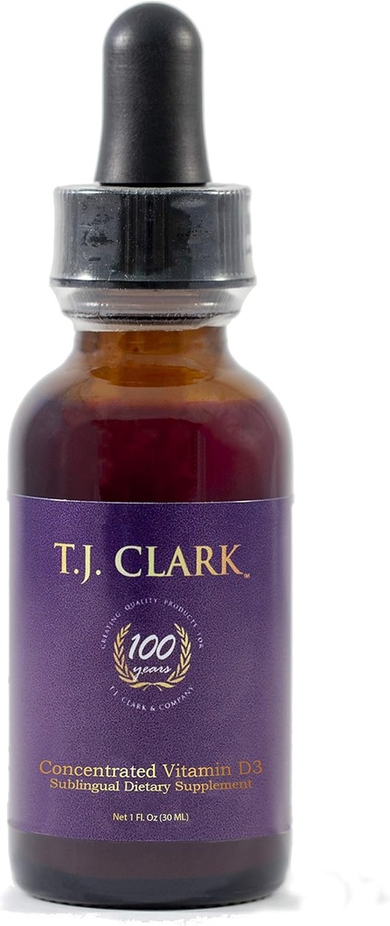 Flüssiges Vitamin D3 125mcg / 5.000 IU, 1 fl. oz. Konzentrierte sublinguale Nahrungsergänzung, TJ Clark, Glastropfen