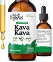 Wild & Organic Kava Tincture 400 mg - Mood Support Supplement - Berechnung Root Extract Liquid Drops - 2-Monats-Versorgung - Vegan, Zucker & Alkoholfreie Tropfen - 2 fl oz