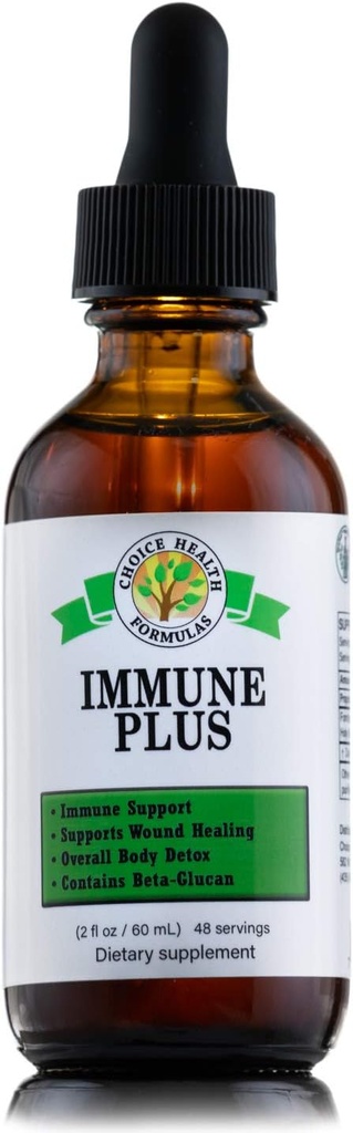 Choice Health Immune Plus (2 oz) Overall Body Detox, Immunity Strength, Wound Healing & Immune Support Booster Dietary Supplement - Vegan, Non GMO & Gluten Free