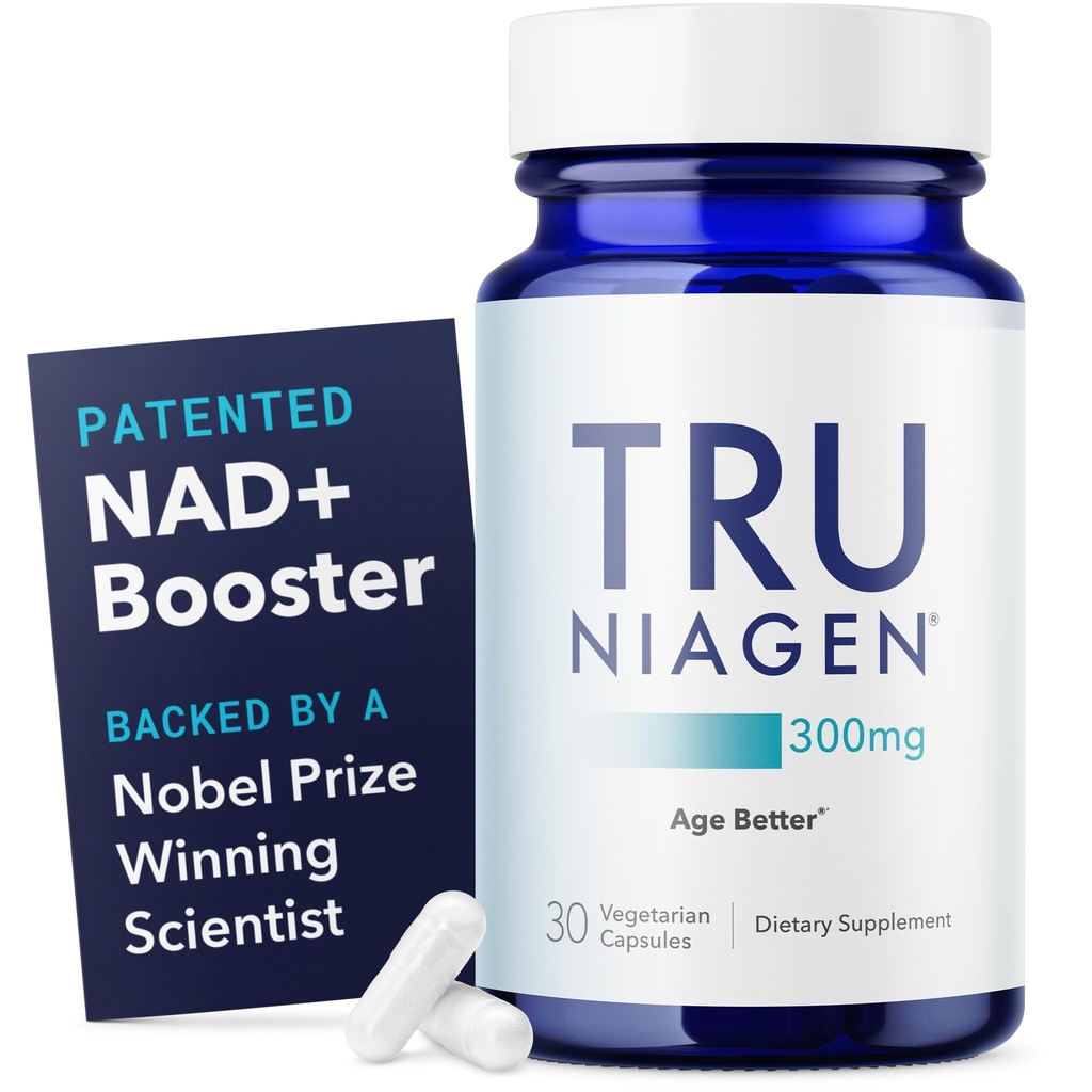 TRU NIAGEN Breveté NAD+ Supplément pour l'antivieillissement et la régénération cellulaire, 300 mg Niagen, 30 portions supportent l'énergie cellulaire, le cerveau, le muscle