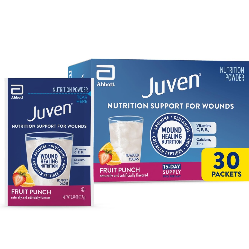 Juven Therapeutic Nutrition Drink Pulver Einschließlich Kollagen Peptide, Aminosäuren und HMB für Wundheilung Unterstützung, Fruchtpunch, 30 Pakete