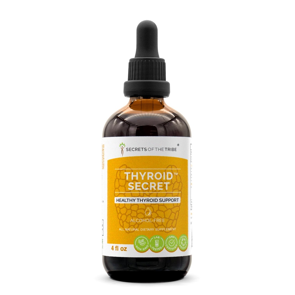 Secrets de la tribu - Thyroïde Secret, Thyroïde saine, supplément à base de plantes Mélange gouttes sans alcool extrait liquide (4 fl oz)