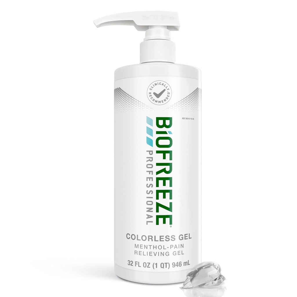 Biofreeze Professional Gel Schmerzlinderung für Knie, Neck, Hüfte, Gelenk, Schulter, & Einfache Rückenschmerzen, Arthritis Schmerzlinderung, Sore Muscle Relief, Colorless Menthol Gel 32 Fl Oz