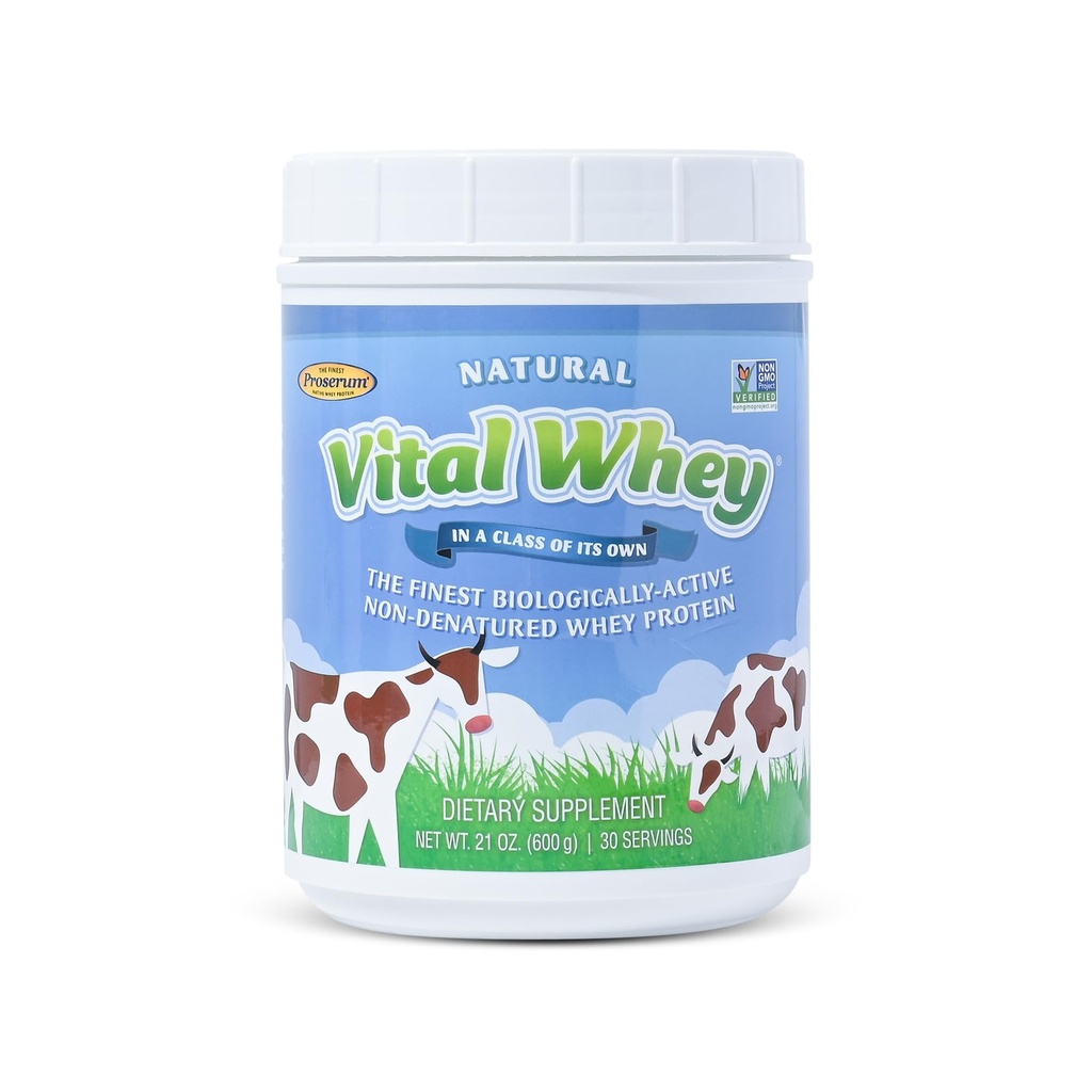 Gras-Fed Whey Protein Pulver für Immun Vitalität, Natürliche Geschmack 600g (30 Portionen), 15g Protein pro Serviere, Vital Whey, Saubere ganzheitliche, Wellness Ernährung