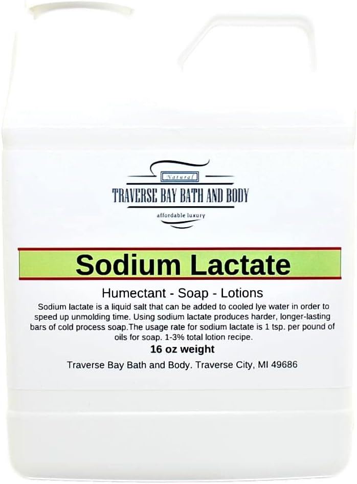 Traverse Bay Bath und Body Sodium Lactat, 16 Unzen, Sicherheitsgesiegelter Behälter. 60% Konzentration USP Natürliches Konservierungsmittel hergestellt in den USA