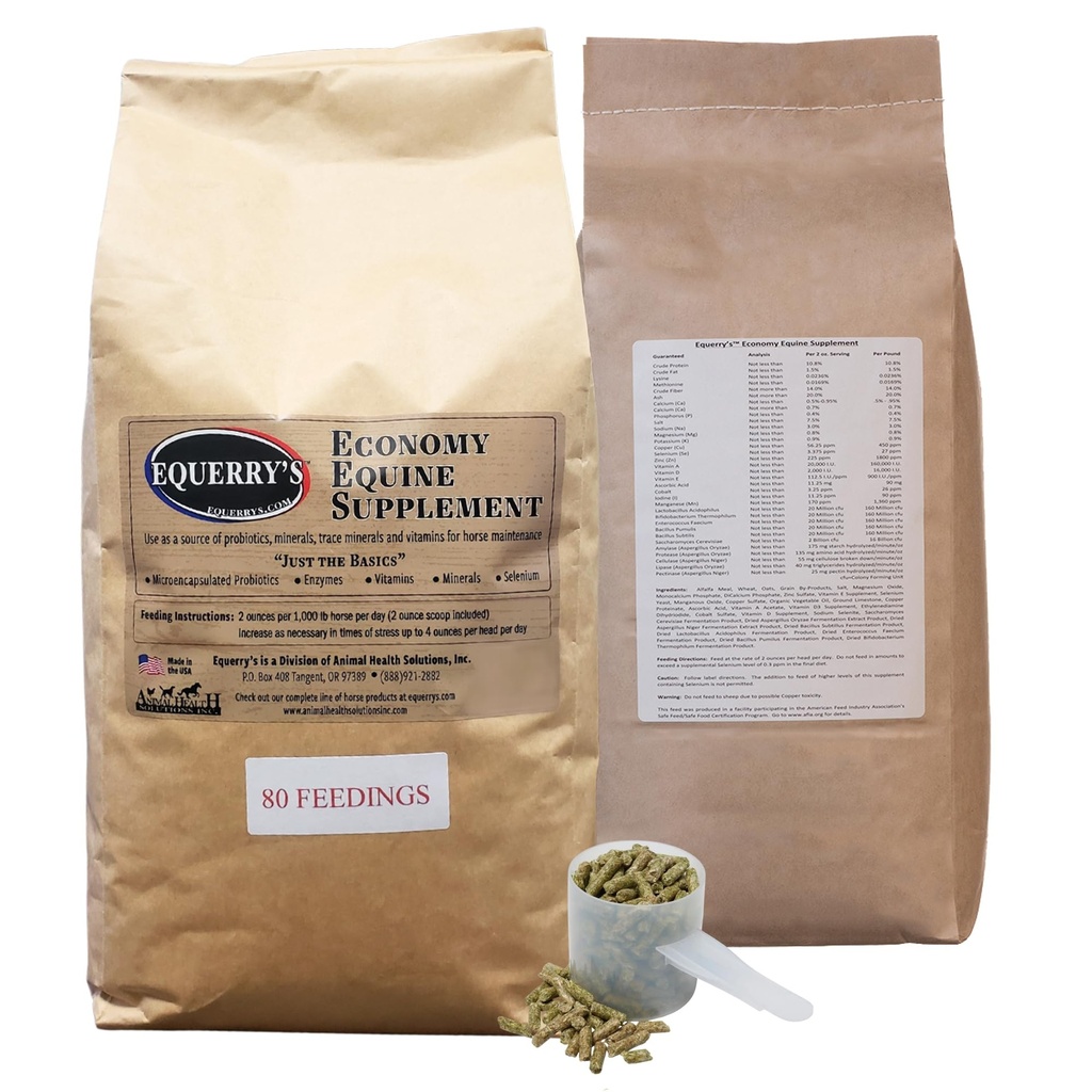 Equerry's Economy Equine Supplement - Pferde Probiotika | Beilage für Pferde | Pferde Vitamine und Mineralstoffe Beilage mit Enzymen und Selen, 10lb