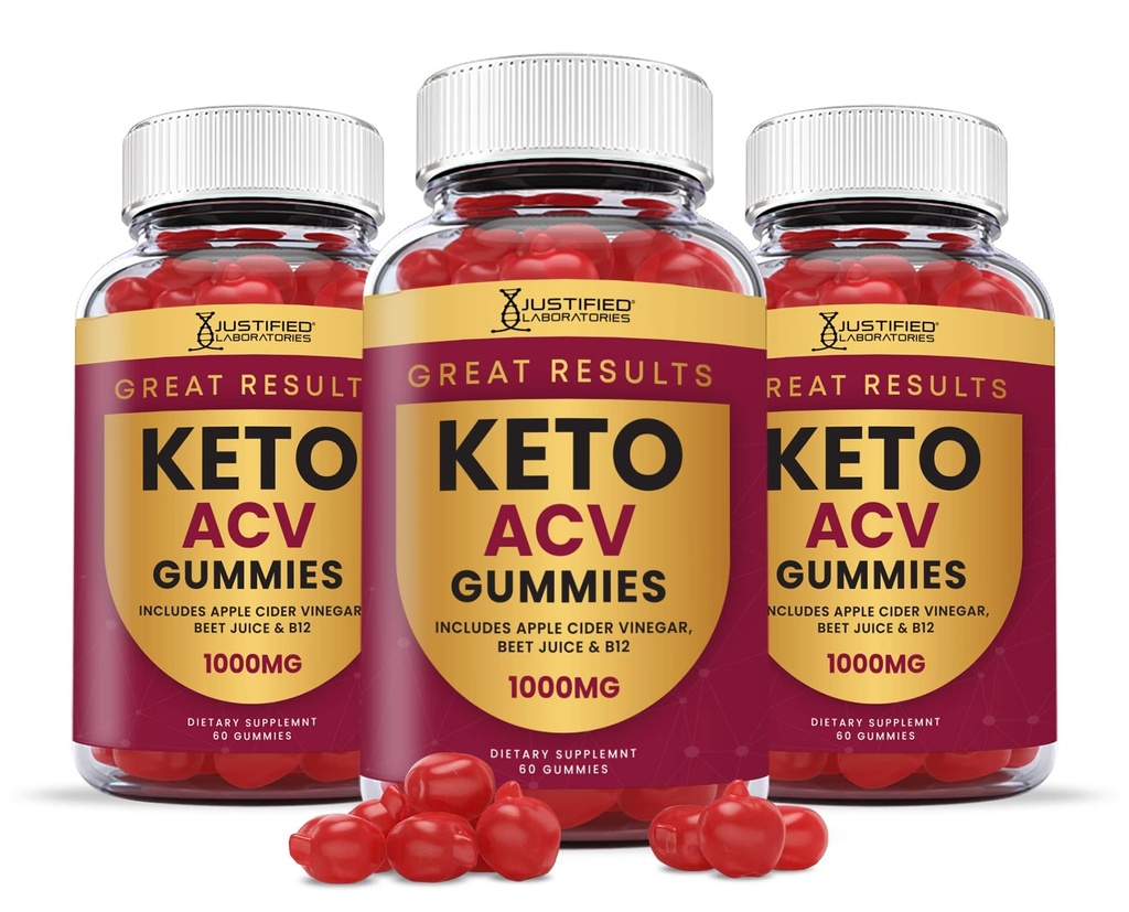 Laboratoires justifiés (3 Pack excellents résultats Keto ACV Gummies Advanced Formula 1000MG Formulé avec de la poudre de jus de betterave à grenade B12 Vegan Non OGM 180 Gummys