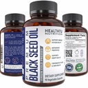 Premium Black Cumin Seed Oil Kapseln - Virgin Cold Pressed Nigella Sativa Schwarz Seed Öl Pillen - Immununterstützung Ergänzung - Omega 3 6 9 Vitamin E Blackseed für Nails Haar Haut 1000 mg p/Serving