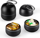 Zannaki Small Portable Single Pill Box Keychain - Metal Daily Travel Pill Organizer Fall, Wasserdichte Pille Halter Flasche, Süße Medizin Vitamin Supplement Container Träger für Tasche oder Geldbörse, Schwarz