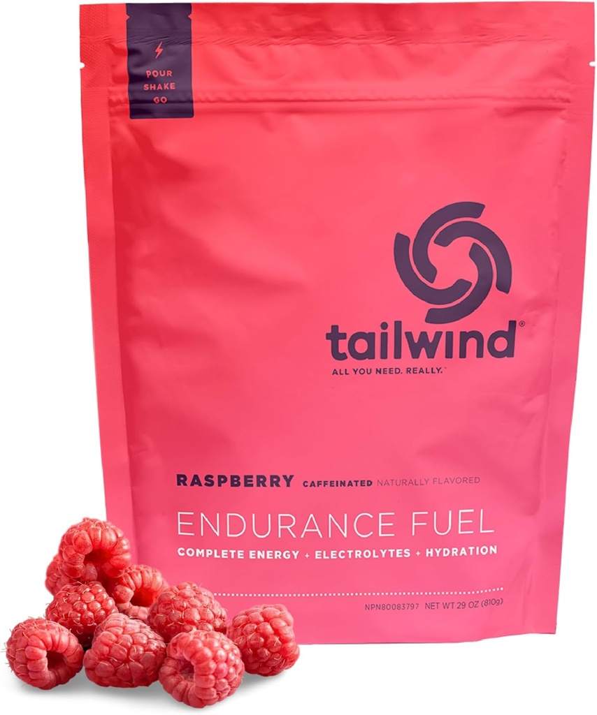 Tailwind Nutrition Endurance Fuel, Carbohydrate & Elektrolyt Sportgetränk Mix Powder, Gluten-Free, Vegan, Raspberry Buzz, 30 Servierungen (Koffeiniert)