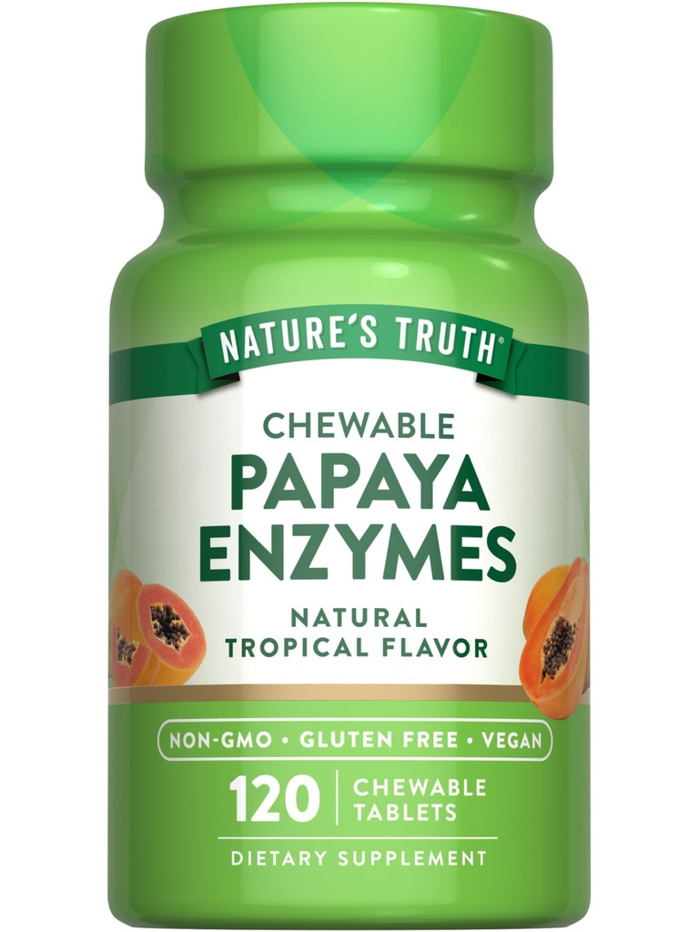 Nature's Truth Papaya Enzyme Kautabletten | 120 Count | Vegan, Non-GMO & Gluten Kostenlose Ergänzung für Verdauung | Natürliche tropische Geschmack