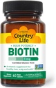 Country Life - Biotin High Potency, 5 mg - 60 Vegan Kapseln