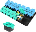 Large 7 Day Pill Organizer, XL AM PM Twice a Day Medicine Storage Box, Big 2 Week Pill Holder for Pills, Vitamins & Supplements, Travel Pill Case for Medication（Blue+Cyan）