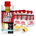 Lean Corps prêt à boire Pina Colada Protein Shake, 40g de protéines, mélange de lactosérum, 0 sucre, sans gluten, 22 vitamines et minéraux, 17 Fl Oz (paquet de 12)