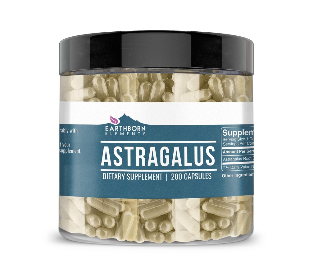 Earthborn Elements Astragalus Extract 200 Kapseln, rein &amp; unverdünnt, keine Zusatzstoffe