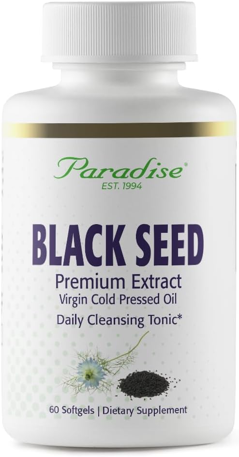 Paradise Black Seed Oil, Reich an Antioxidantien, Immununterstützung, Super Potent, Ultra Pure, Vegan, Non GMO, Glutenfrei, 60 Softgels