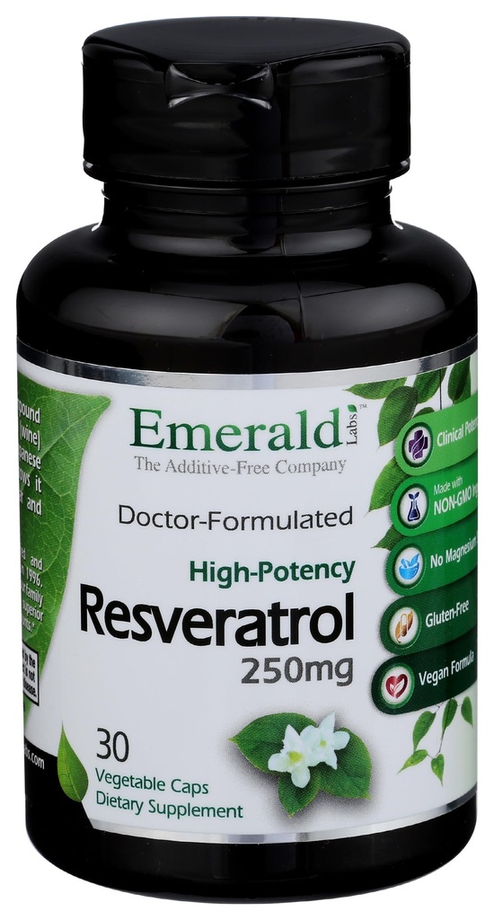 Emerald Labs Resveratrol - Nahrungsergänzung mit Resveratrol für Zelluläre und Herz-Kreislauf-Unterstützung - 30 Gemüsekapseln
