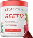 Poudre de racine de betterave biologique 5000mg avec vitamine B12 (méthylcobalamine) et minéraux traces dans le goût de cerise noir naturel, 0g Sucre ajouté – supplément alimentaire végétalien (30 portions)