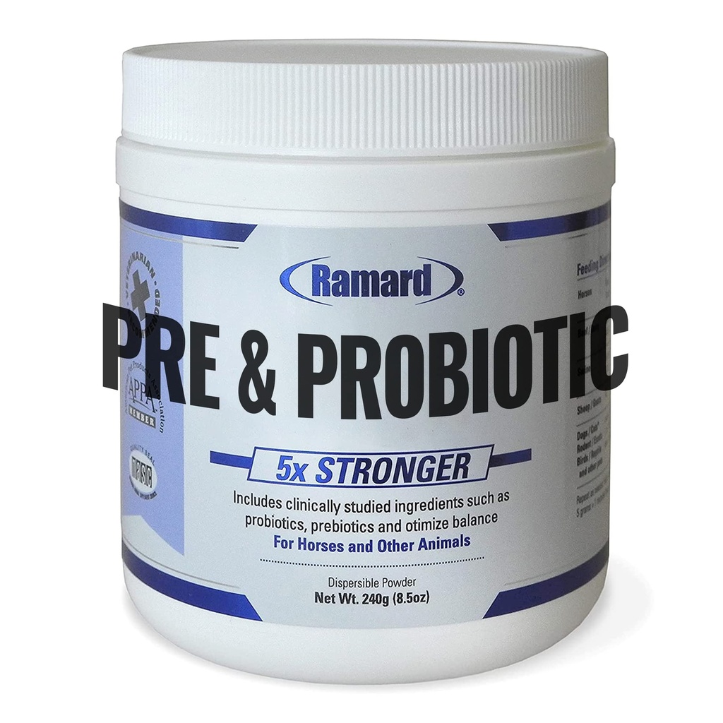 Ramard Total Prebiotic & Probiotic Equine Formel - Natürliche Verdauungsergänzung für Pferde Optimal Gut Gesundheit, Nährstoffaufnahme, Foal Support Pro & Pre Biotics für Vieh und Pferd 8.5 Unze Jar