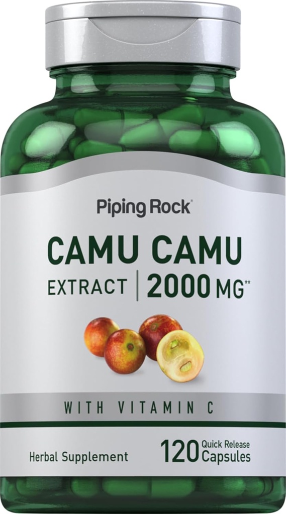 Piping Rock Camu Camu Capsules 2000mg | 120 Pillen | Fruchtextrakt | mit Vitamin C | Non-GMO, Glutenfreie Ergänzung