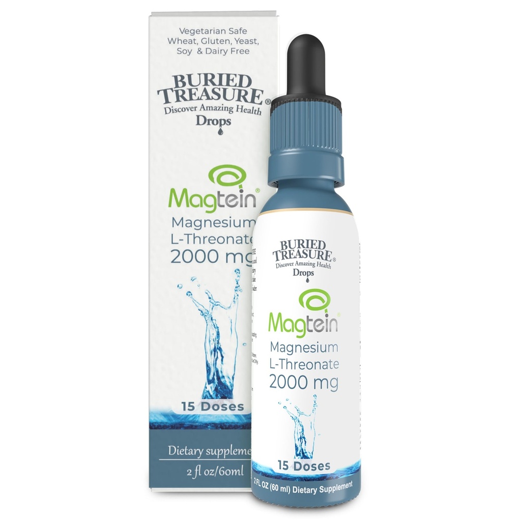 Buried Treasure Magtein - 2 oz. 15 Doses, Brain Health Magnesium L-Threonate for Enhanced Memory and Sleep