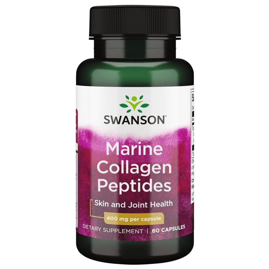 Swanson Collagène de poisson hydrolysé Type I 400 Milligrammes 60 Capsules
