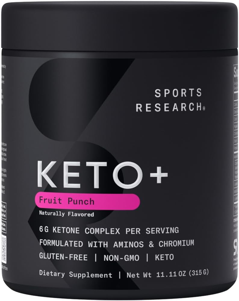 Recherche sportive Keto Plus Cétones exogènes avec goBHB - 30 portions de poudre d'électrolyte Keto pour l'hydratation, l'énergie, le focus et la kétose