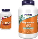 JETZT Ergänzungen, Vitamin C-1,000 mit Rose HIPS, Sustained Release, Antioxidant Protection*, 250 Tabletten & Supplements, Magnesium 400 mg, Enzyme Function*, Nervous System Support*, 180 Veg Kapseln
