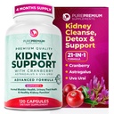 PurePremium Kidney Support Supplement – Kidney Cleanse Detox & Repair mit Cranberry Extract & Astragalus - 21-in-1 Complex unterstützt normale Blase, Urinary Tract & Kidneys Health - 120 Tage Versorgung