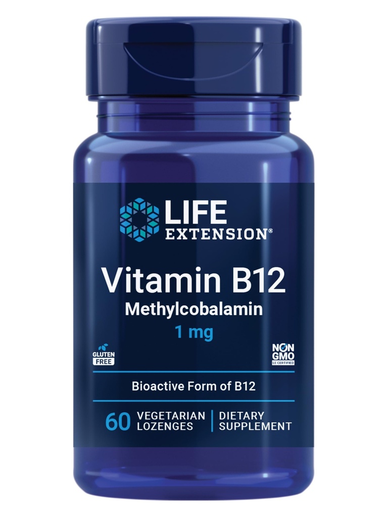 Life Extension Vitamin B12 Methylcobalamin, Nerve Health Supplement, Kognitive Unterstützung, Energie Vitamin, Methylcobalamin B12, 1 mg, Schnellauflösen, Vegetarisch, 60 Lutschen