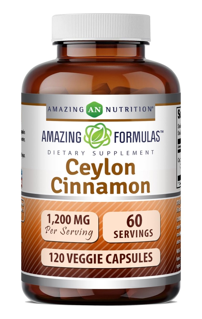 Erstaunliche Formeln Ceylon Cinnamon 1200 Mg | Vegetarische Kapseln | Non-GMO | Gluten-Free | Made in USA (1 Pack | 120 Count)