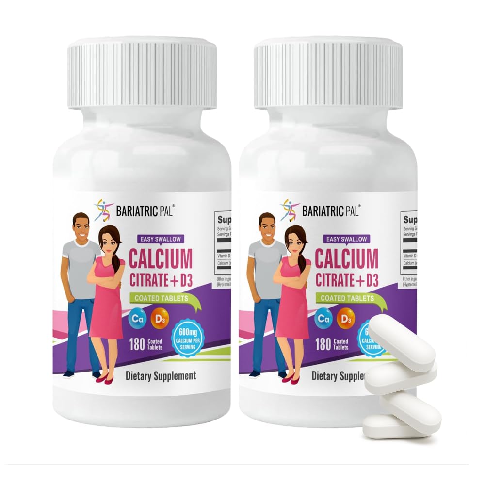 BariatricPal Easy Swallow Calcium Citrat (600mg) und D3 Beschichtete Tabletten (60-Day Supply)