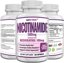 Nicotinamid 500mg mit Resveratrol 100mg - 120 Veggie Kapseln - Vitamin B3 Ergänzung Pillen NAD zu unterstützen, Hautzellengesundheit & Energie