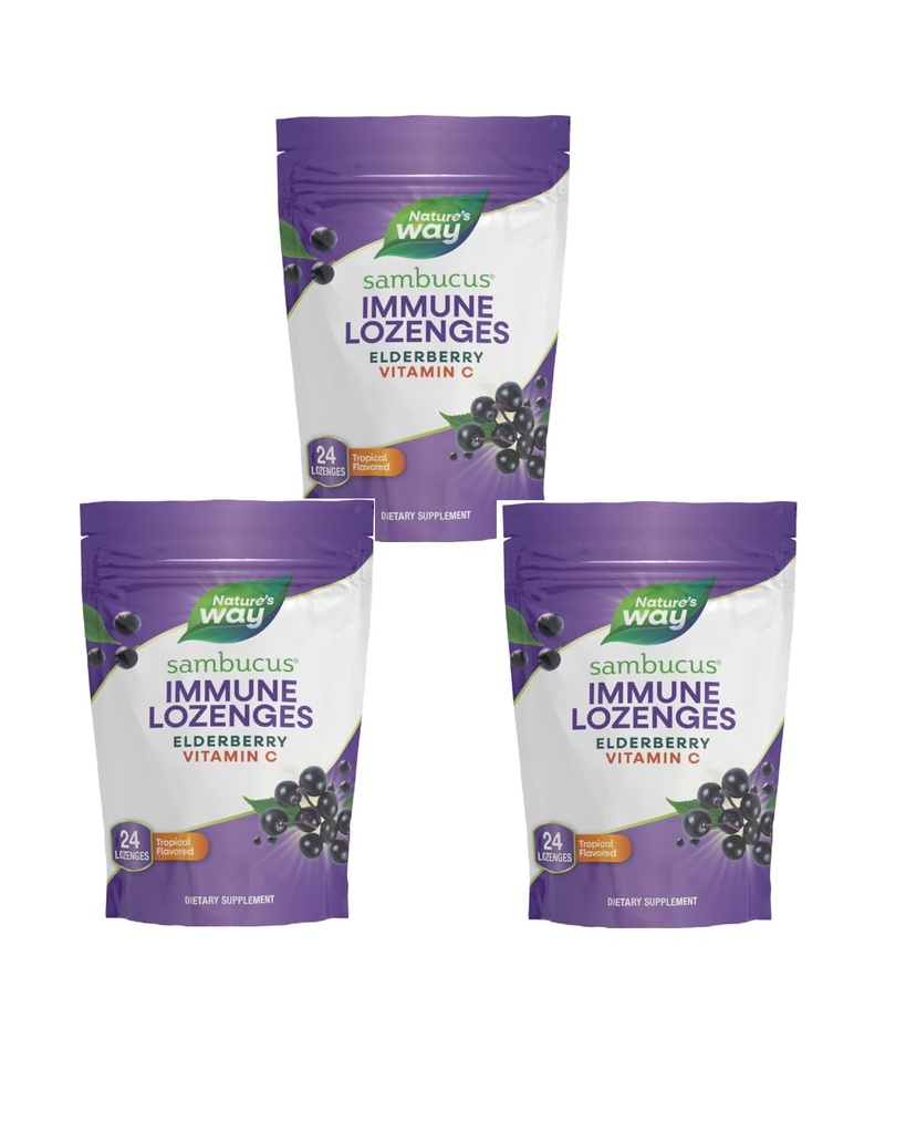 Naturweg Sambucus Immun Lozenges, Hohe Potenz Vitamin C, Elderberry, 24 Tropical Flavored Lozenges (Packaging Mai Vary)