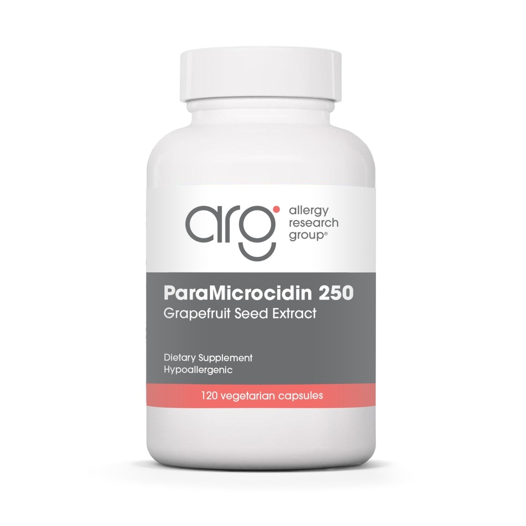 Allergy Research Group ParaMicrocidin 250 Supplément - Extrait de graines de pamplemousse 500mg, Soutient la fonction métabolique, Sans contaminants, Capsules végétariennes - 120 Compte