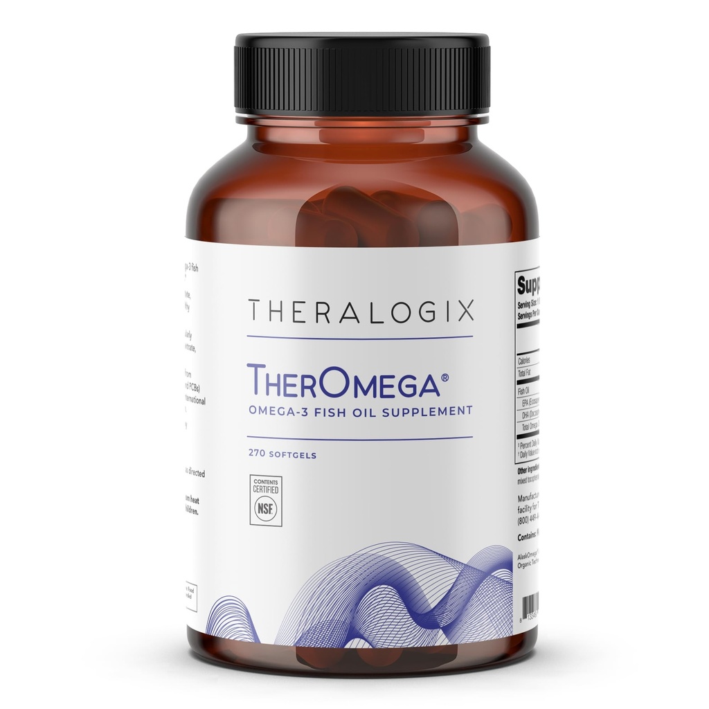 Theralogix TherOmega Omega-3 Supplément huile de poisson - soutient la santé du coeur, du cerveau, de l'immunité et des articulations* - 700 mg DHA & EPA de Wild Alaska Pollock - Source durable - Certifié NSF - 270 Softgels