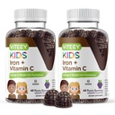 VITEEY Eisen für Kinder mit Vitamin C - Unterstützt Energie, Blutzellen-Formulierung, Blut Builder Anämie Kinder Eisen Nahrungsergänzungsmittel - Vegan, Gelatin kostenlos, Glutenfrei - Tasty Chewable Grape Flavored Gummy