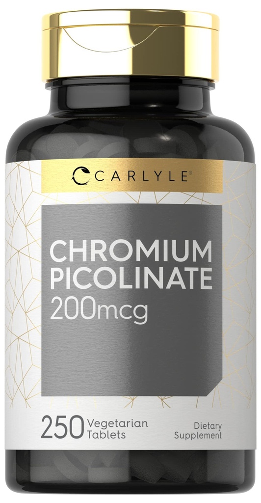 Carlyle Chromium Picolinate 200mcg, 250 comprimés végétariens, haute absorption, supplément sans gluten