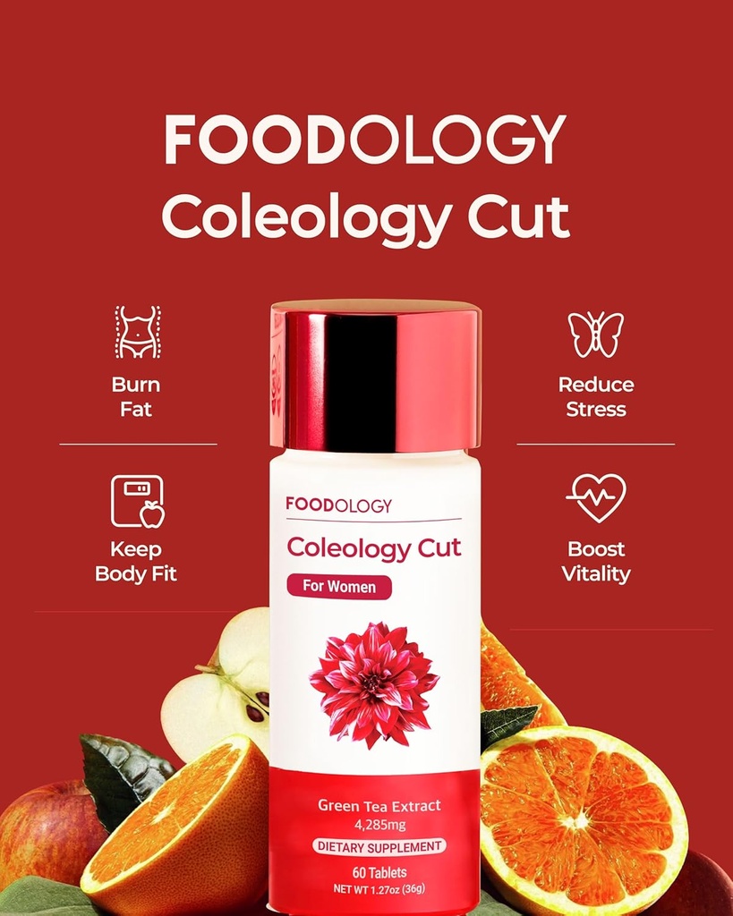 FOODOLOGY Coleology Cut (Pack mit 1-60 Tabletten, 30 Tage) - Grüner Teeextrakt. Vitamine und Mineralstoffe.