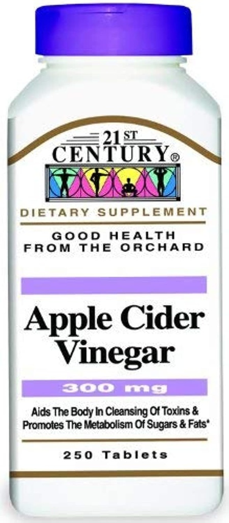 Vinaigre de cidre de pomme du 21e siècle 300mg Comprimés, 250 Nombre (paquet de 2)