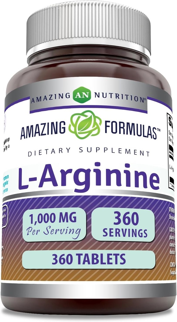 Erstaunliche Formeln L-Arginin Ergänzung | 1000 Mg Pro Servieren | Tabletten | Aminosäure Ergänzung für Frauen & Männer | Non-GMO | Gluten Free | Made in USA (360 Count)