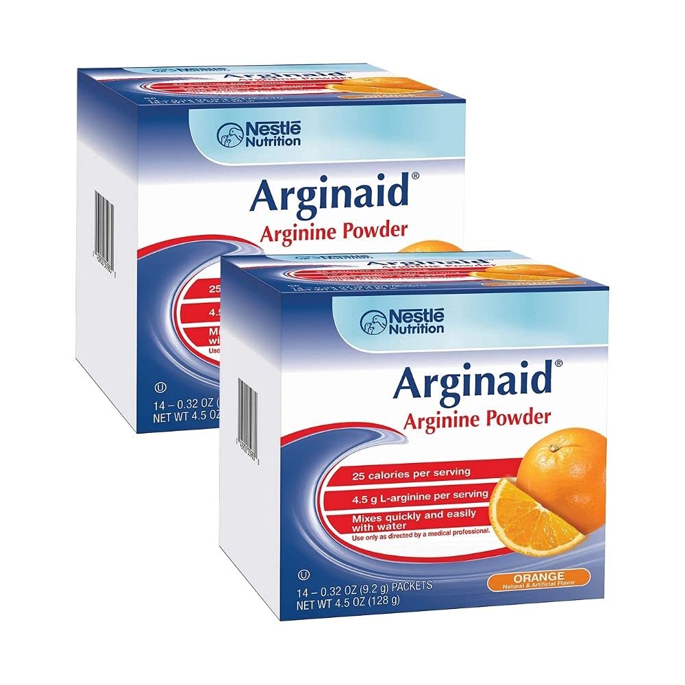 Arginaid Arginin Pulver-Getränk-Mix, Orange - Ernährungsbedürfnisse für Wundpflege - 0.32 OZ-Packets (14 CT/Pack) (Pack von 2)
